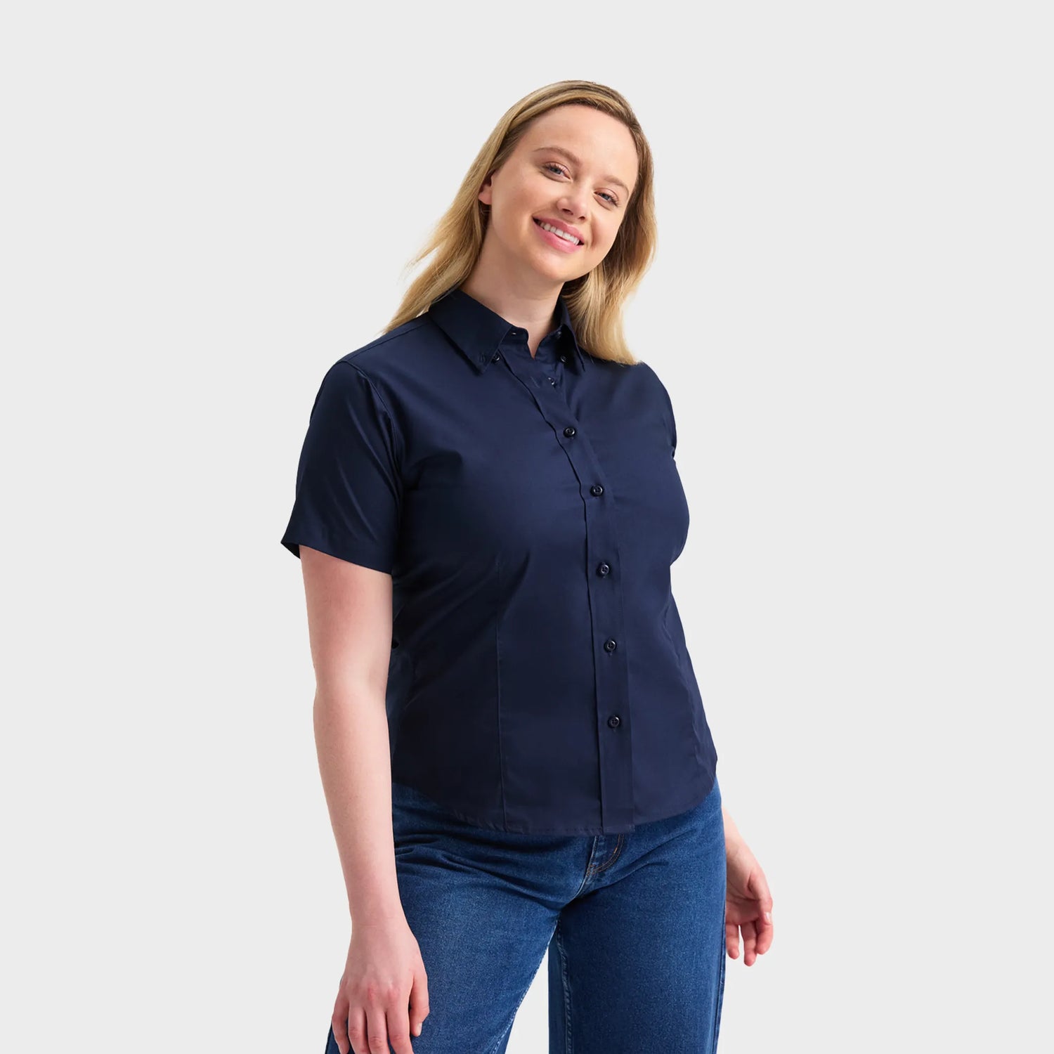 UC704 Ladies Pinpoint Oxford Half Sleeve Shirt